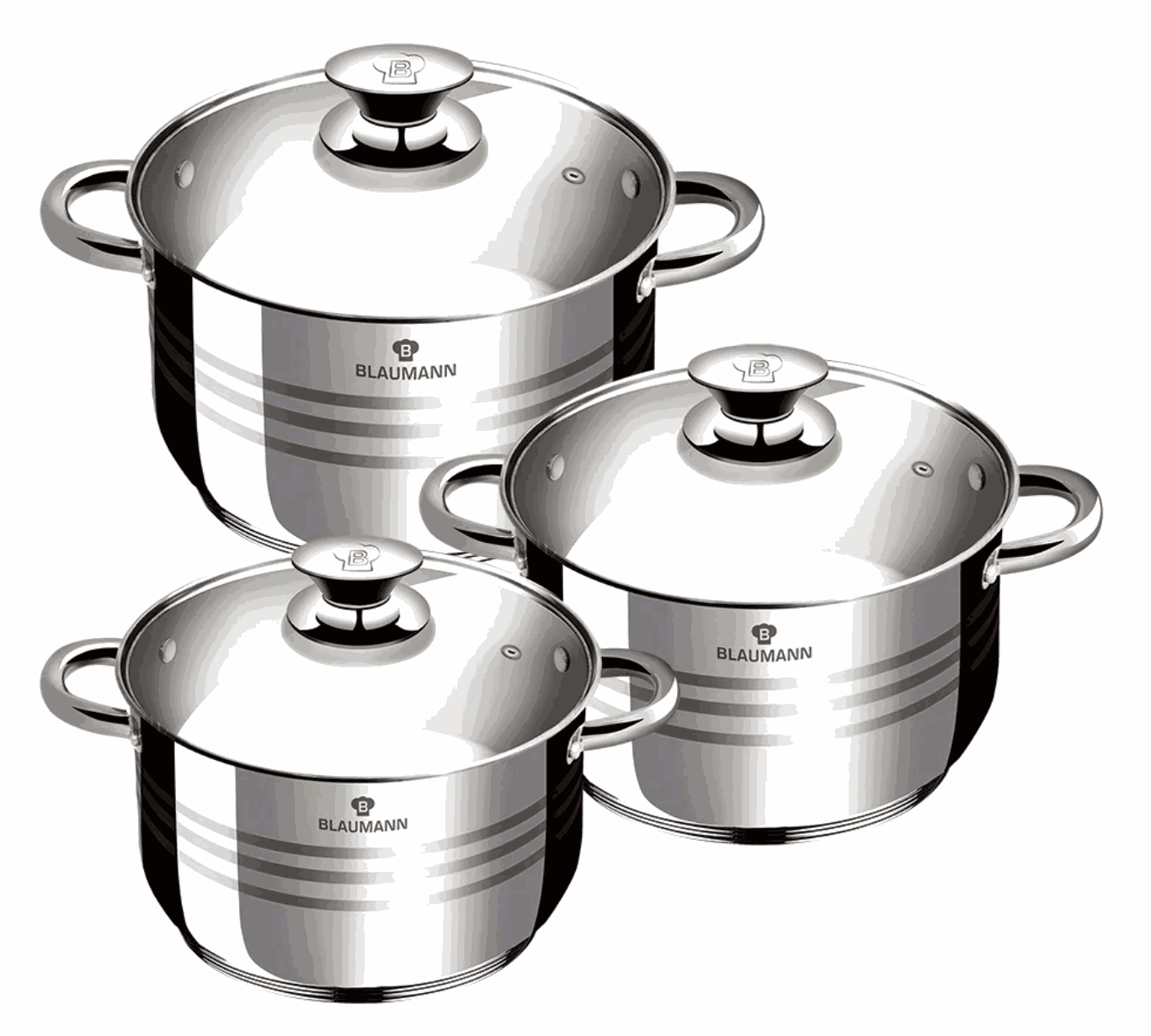Blaumann 6-Piece Stainless Steel Cookware Set - Gourmet Line
